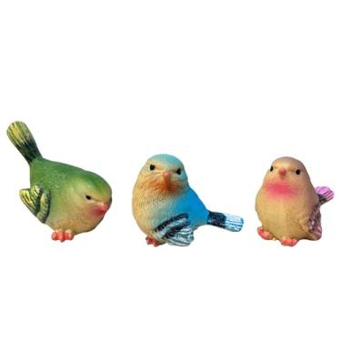 Imagem de MUAMAX 3Pcs Cute Birds Garden Decor, Decorative Birds for Home Decor, Desk Bird Figurine, Small Bird Decorations for Cabinet Shelves Entryway Bookcase, Resin Decorative Tabletop Figurine