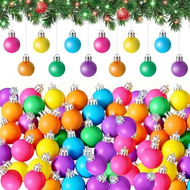 Imagem de 96 peças de enfeites de bola de Natal cor néon decorações de árvore de Natal penduradas bolas coloridas de plástico para decoração de árvore de Natal, decoração de festa de Natal em casa, ambientes