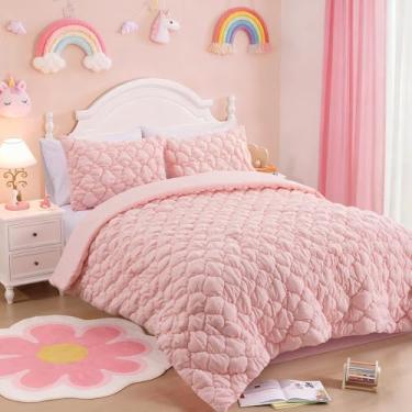 Imagem de Holawakaka Jogo de cama de casal de luxo blush, 3 peças, colcha acolchoada de microfibra macia de cor sólida com 2 fronhas, conjunto de edredom leve