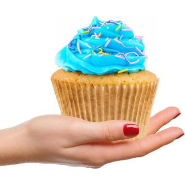 Imagem de Forros de cupcake para assar – 400 forros de muffin jumbo marrons copos de sobremesa, suprimentos de papel de pergaminho grosso cru, embalagens grandes à prova de graxa