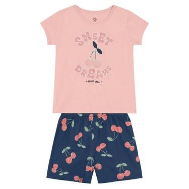 Imagem de Pijama infantil menina de cereja brilha no escuro Brandili, 8, Rosa