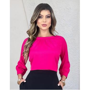 Imagem de Blusa Feminina Elegante Detalhe Franzido Manga Ranglán 3/4 - Katyani M