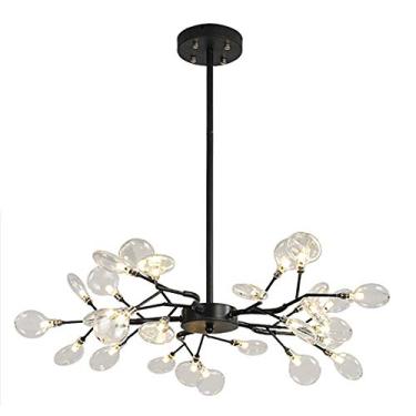 Imagem de Lustre de vidro preto feito à mão, G4 Firefly Pendant Light Semi Flush Mount ajustável Luz de teto compatível com sala de estar, quarto, cozinha, sala de jantar, luzes pendentes modernas