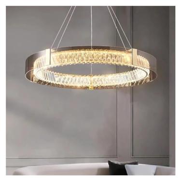 Imagem de Lustre de cristal preto dourado com lâmpada LED compatível com sala de estar, quarto, sala de jantar, cozinha, anel redondo, moderno, estilo luxuoso, luminária pendente, lâmpadas de lustre