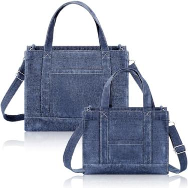 Imagem de Aliceset 2 peças, bolsa jeans feminina, bolsa transversal, bolsa de ombro para trabalho e compras