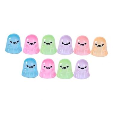 Imagem de Ioensy 10 peças de mini figuras luminosas de Halloween, estátuas em miniatura, decoração para casa, enfeites decorativos de Halloween faça você mesmo para, Fantasma 2.5cmx2.7cm