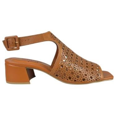 Imagem de Sandália Feminina Bottero Couro Salto Bloco Tira Ajustavel (Marrom, BR, Adulto, Numérico, 34)