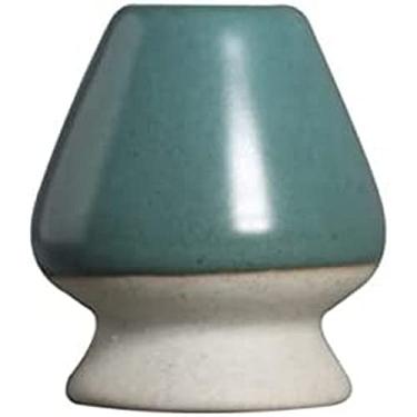 Imagem de QLDFX Tigela Matcha Tigela de Salada Tradicional Fosco Preto Verde Crackle Matcha Kit Cerâmica Chawan Kiln Glazed Whisk Holder Chasen Scoop Matcha Bowl Conjunto de Chá (E)