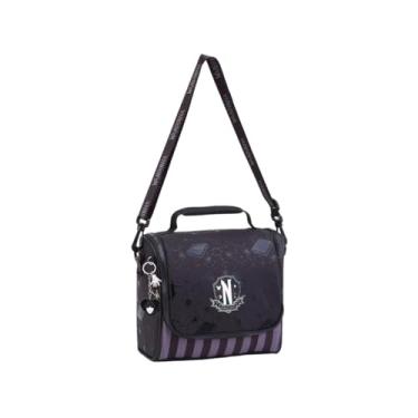 Imagem de Lancheira Térmica Wandinha Escolar com Alça Transversal e Chaveiro (Preto)