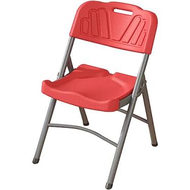Imagem de Cadeira dobrável Cadeiras dobráveis Cadeira de jantar portátil ao ar livre a granel, cadeira dobrável de estudo em casa, cadeira de lazer de varanda simples, suporte de carga 150 kg (Cor: Rojo