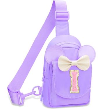 Imagem de Mochilas pequenas para meninas – Presentes de aniversário para meninas, para 3, 4, 5, 6, 7, 8, 9, 10 anos, pochete personalizada, pequena, rosa, bolsa tiracolo para crianças e meninas, Roxa, I