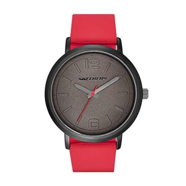 Imagem de Skechers Relógio esportivo casual masculino Ardmore quartzo metal e silicone, Vermelho, Relógio analógico