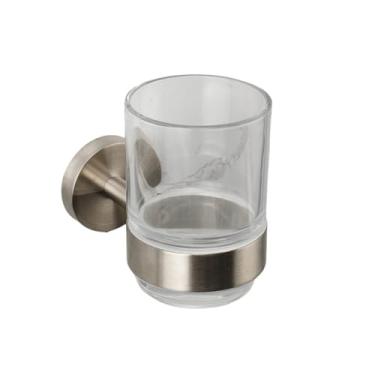 Imagem de Acessórios de banheiro de níquel escovado, ganchos de barra de toalha, prateleiras, rolo de papel, escova de vaso sanitário, saboneteira, prateleira de vidro, suporte de papel (suporte para copos)