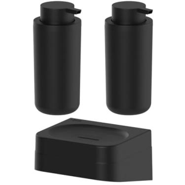 Imagem de Kit Acessórios P/Banheiro Adesivo, Dispensers para Sabonete/Shampoo Líquidos e Saboneteira com Gancho, Decoração Elegante, Lavabo, Fixação Parede (Conjunto Acessório de Banheiro)