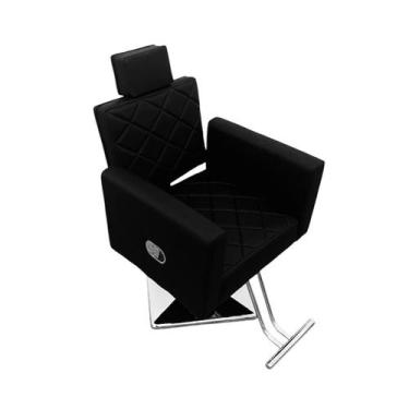 Imagem de Cadeira poltrona reclinável p/  salão de cabeleireiro - DUARTS, PRETO