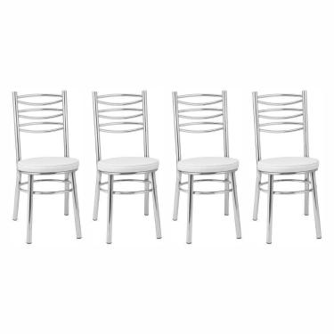 Imagem de Kit 4 Cadeiras Cc34 Cromadas Debrum Treparoni Branco