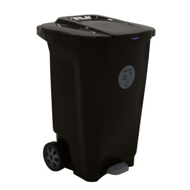 Imagem de Lixeira Tramontina T-Force Coleta Seletiva Orgânico em Polipropileno Marrom com Rodas 100 L