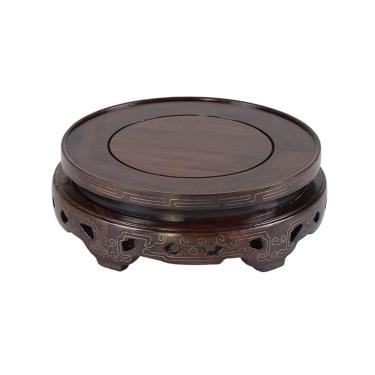 Imagem de Base de suporte de exibição Base de madeira redonda em estilo chinês para vasos e jogos chá bonsai(Grande)