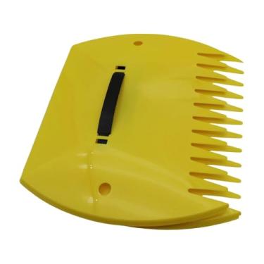 Imagem de ShengQuanHao Apanhador de Folhas, Pá de Folhas, Portátil, Leve, Multifuncional, Ferramenta de Jardim, Ancinho Manual para Limpeza de Resíduos de Gramado, Retângulo Amarelo, Tamanho real