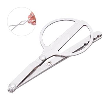 Imagem de Pilipane Pinça dobrável portátil de aço inoxidável, resistente a altas temperaturas, leve para acampamento, caminhada, fogão, acessório, prata, 19,5 cm