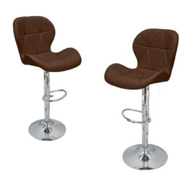 Imagem de Banquetas Alta, Kit 2 Banquetas Slim Estofada Giratória com Regulagem(Marrom)