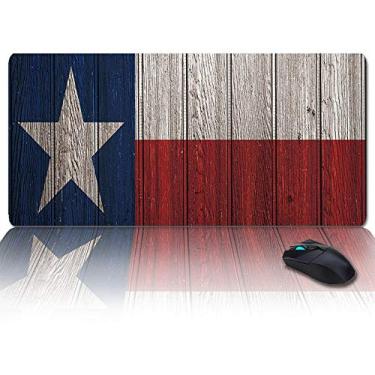 Imagem de Mouse pad grande para jogos estendido XXL computador mouse pad bandeira do Texas em placa de madeira vintage tapete de mesa de escritório com suporte antiderrapante para laptop teclado de mesa 89 cm x