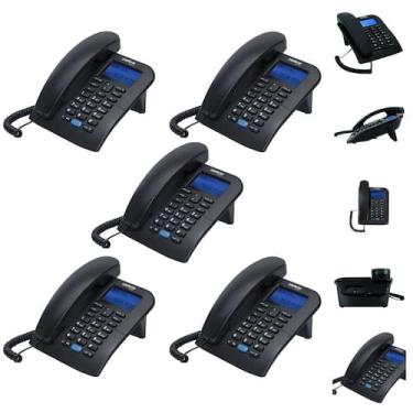 Imagem de Kit 5 Aparelho Telefone Fixo com Fio Intelbras TC 60 ID Viva Voz Ideal