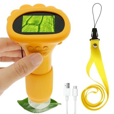 Imagem de Microscópio para crianças, mini microscópio portátil de 1000 x com tela de 5 cm, luzes de LED, microscópios digitais portáteis leves para meninos e meninas
