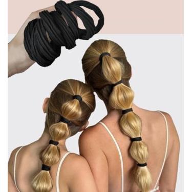 Imagem de 100 faixas de cabelo macias e elásticas – laços elásticos sem costura, suportes de rabo de cavalo suaves para cabelos grossos e finos, elásticos para mulheres, meninas e crianças