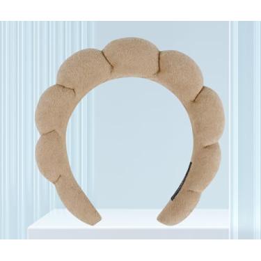 Imagem de Bandanas de spa para lavar o rosto ou cuidados com a pele facial, conjunto de faixas de cabelo felpudas para maquiagem, máscara de lavagem facial, faixa de cabeça leve café 7