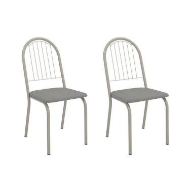 Imagem de Kit 2 Cadeiras De Cozinha Noruega 2c077nk Aço 2 Un Niquel-boucle Cinza - Kappesberg