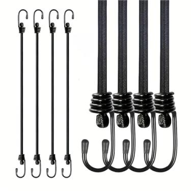 Imagem de Pacote com 4 cordas elásticas resistentes (8 mm x 48 polegadas), cordas elásticas extra fortes com ganchos de segurança seguros, resistentes às intempéries para substituição de trampolim, equipamentos