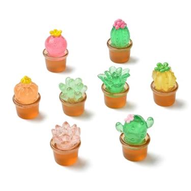 Imagem de UR URLIFEHALL 40 peças, 8 estilos, mini estatuetas de cactos de resina, lindas simulações de plantas, vasos de decoração para casa, escritório, mesa, carro, interior de painel, ornamentos