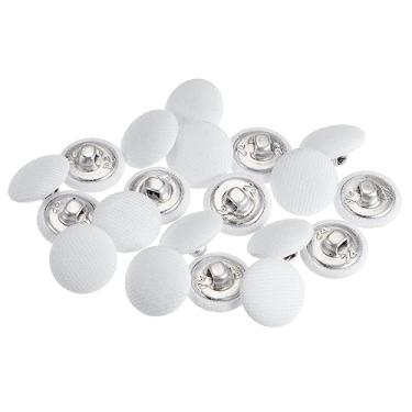 Imagem de Generic 20 peças 24L tecido pano coberto botão 15 mm haste de metal botões de costura redonda para ternos blusas, branco