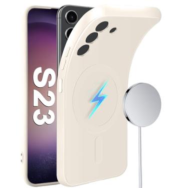 Imagem de Capa magnética para Samsung Galaxy S23, adequada para Mag-Safe, de silicone macio e fino para telefone Samsung S23 capa protetora com forro de microfibra de borracha gel para Galaxy S23 5G 6,1