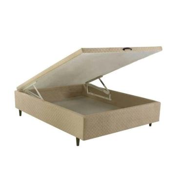 Imagem de Base Cama Box Baú Casal Herval Montana 46x138x188 cm, Suede Bege