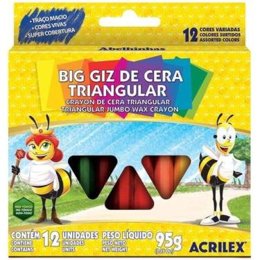 Imagem de Giz De Cera Acrilex C/12 Cores Big triangular 95g
