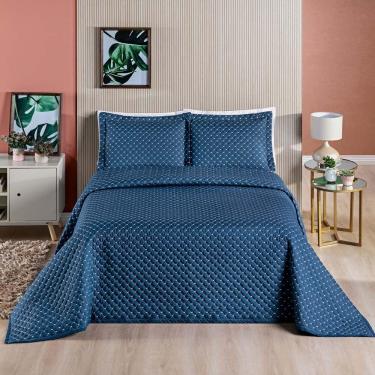 Imagem de Kit Cobre Leito Vênus CasalLiso 3 Peças - Azul Marinho