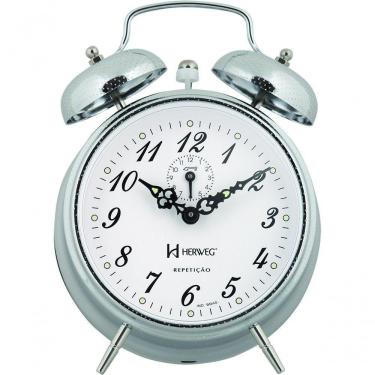 Imagem de Relógio Despertador Mecânico Vintage Retro Herweg Ref - 2380 Cromado