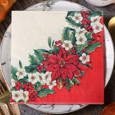 Imagem de BESALILY Guardanapos de papel de Natal, guardanapo decorativo descartável, 2 camadas, Natal, Ano Novo, festa, jantar, guardanapo, papel para decoupage (XZS65)