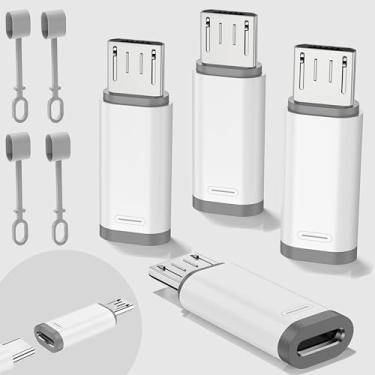 Imagem de Adaptador USB C para micro de 4 peças, suporta carregamento rápido de 36W e transferência de dados. O adaptador micro para USB C é adequado para dispositivos de interface micro e não suporta funções