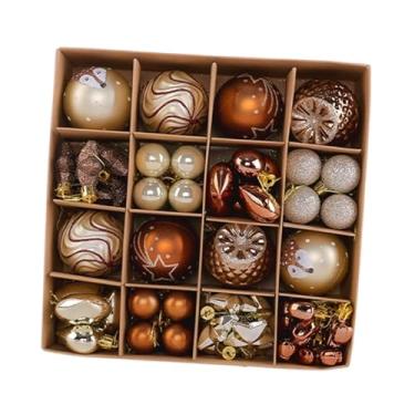 Imagem de Vaveren Conjunto de 65 enfeites natalinos para pendurar, incluindo bolas decorativas, bolas de Natal para decoração de interiores, jardins e portas, Castanho Champanhe