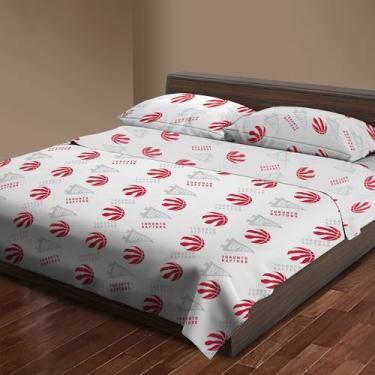 Imagem de Northwest Jogo de lençol tamanho Queen da NBA oficialmente licenciado pelo Toronto Raptors – Roupa de cama macia com logotipo do time para dormitórios, quartos, cavernas de fãs e estilo de dia de jogo