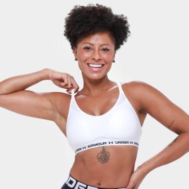 Imagem de Top Under Armour Crossback Feminino, Branco, Preto, GG
