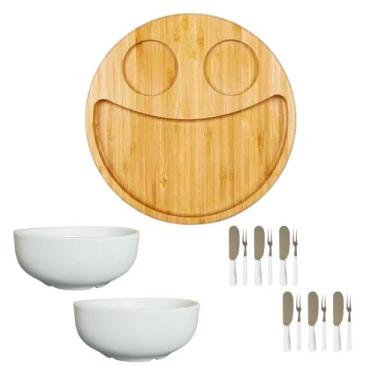 Imagem de Kit Tábua Petisqueira com Bowls Garfos e Espátulas 15 Peças Para Servi