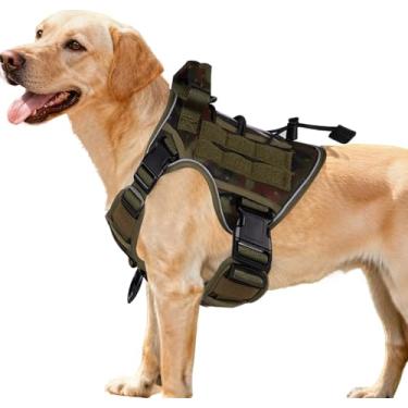 Imagem de Peitoral tático resistente para cães grandes, colete refletivo ajustável sem puxão com sistema Molle, controle de nível militar K9 para treinamento de serviço, atividades ao ar livre e mais de 10