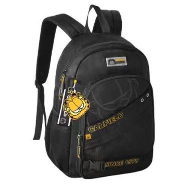 Imagem de Mochila Costas Garfiled Escolar Rosa Preta Verde Clio Style Original, 