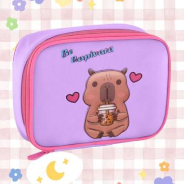 Imagem de Estojo Box Escolar Penal Capivara Capacidade Grande 2026 - Yepp, Lilás