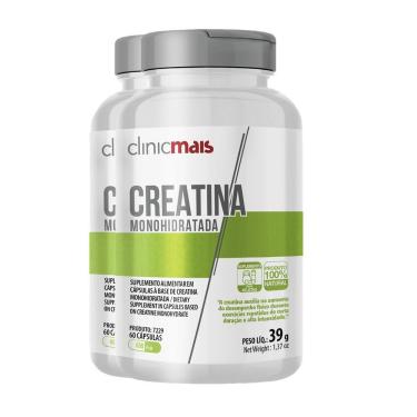 Imagem de Kit 2 Creatina Monohidratada 650mg Clinicmais 60 Cápsulas