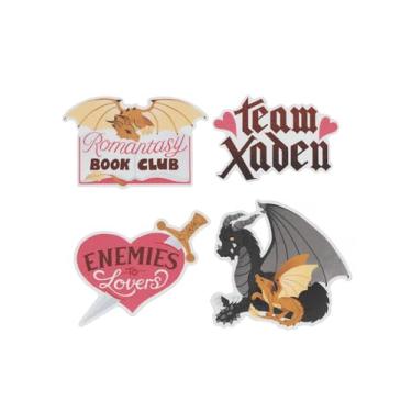 Imagem de Fourth Wing: Romantasy Book Club Stickers - Set of 4 Officially Licensed Rebecca Yarros Waterproof Vinyl Stickers for Kindle, Laptop, or Water Bottle